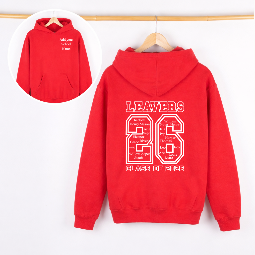 Kids School Leavers Hoodie T-shirt 2026 | Custom School Name Hoodie Class of 26 Children’s Graduation Hoodie
